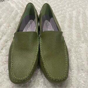 Talbots Green Leather Slip-On Loafers